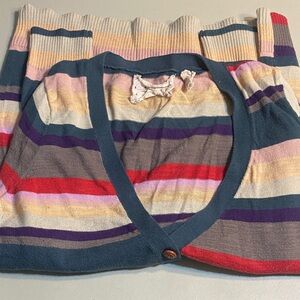 Striped Multicolor V-Neck Women's Cardigan Sweater